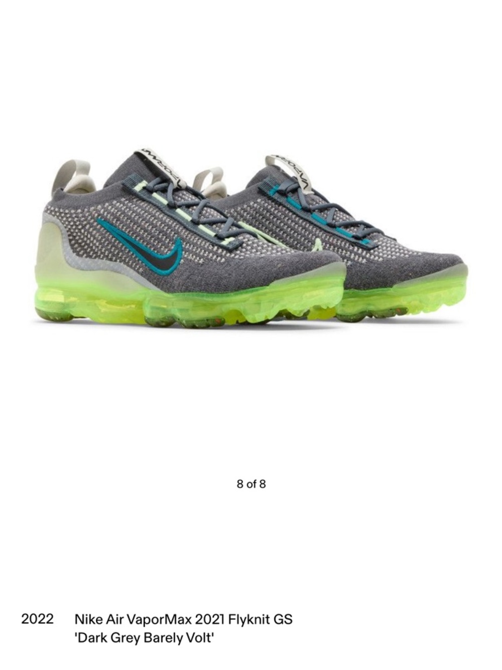 Nike Grey Flyknit Sneakers with Neon Green Air Sole